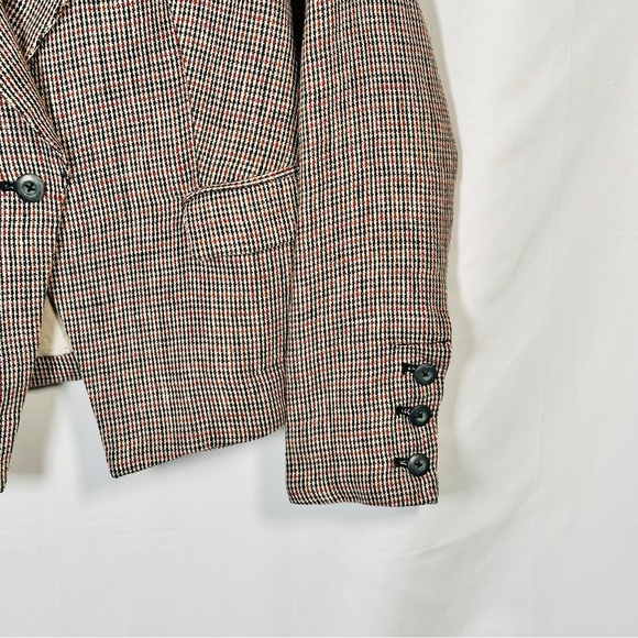 Free People Linen Plaid Tweed Blazer Academia Quiet Luxury Preppy XS Red Navy - Picture 4 of 12